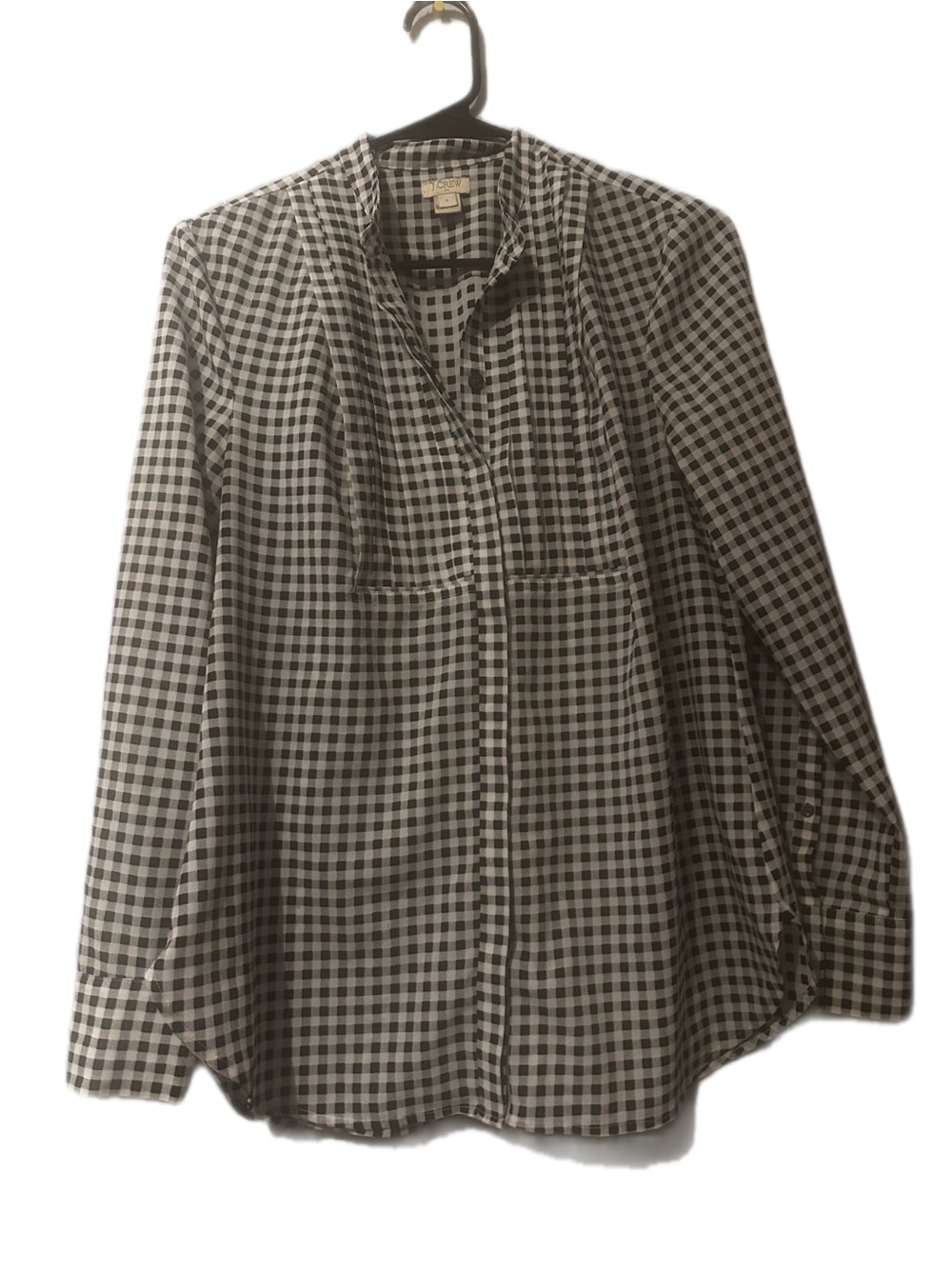 J. Crew Black and White Gingham Long Sleeve Tee